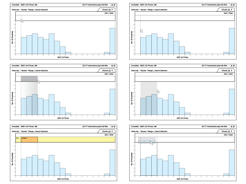 Wireframes for a prototype feature called 'Chunking'